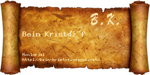 Bein Kristóf névjegykártya